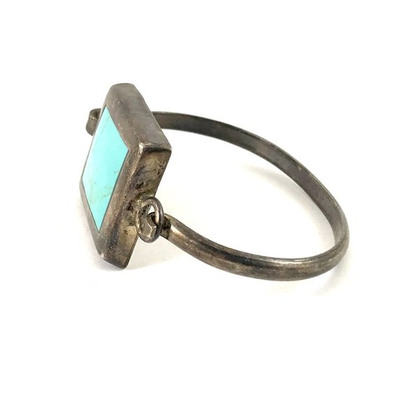 Vintage Sterling Silver 925 Mexico Turquoise Hook Bracelet - Picture 3 of 3